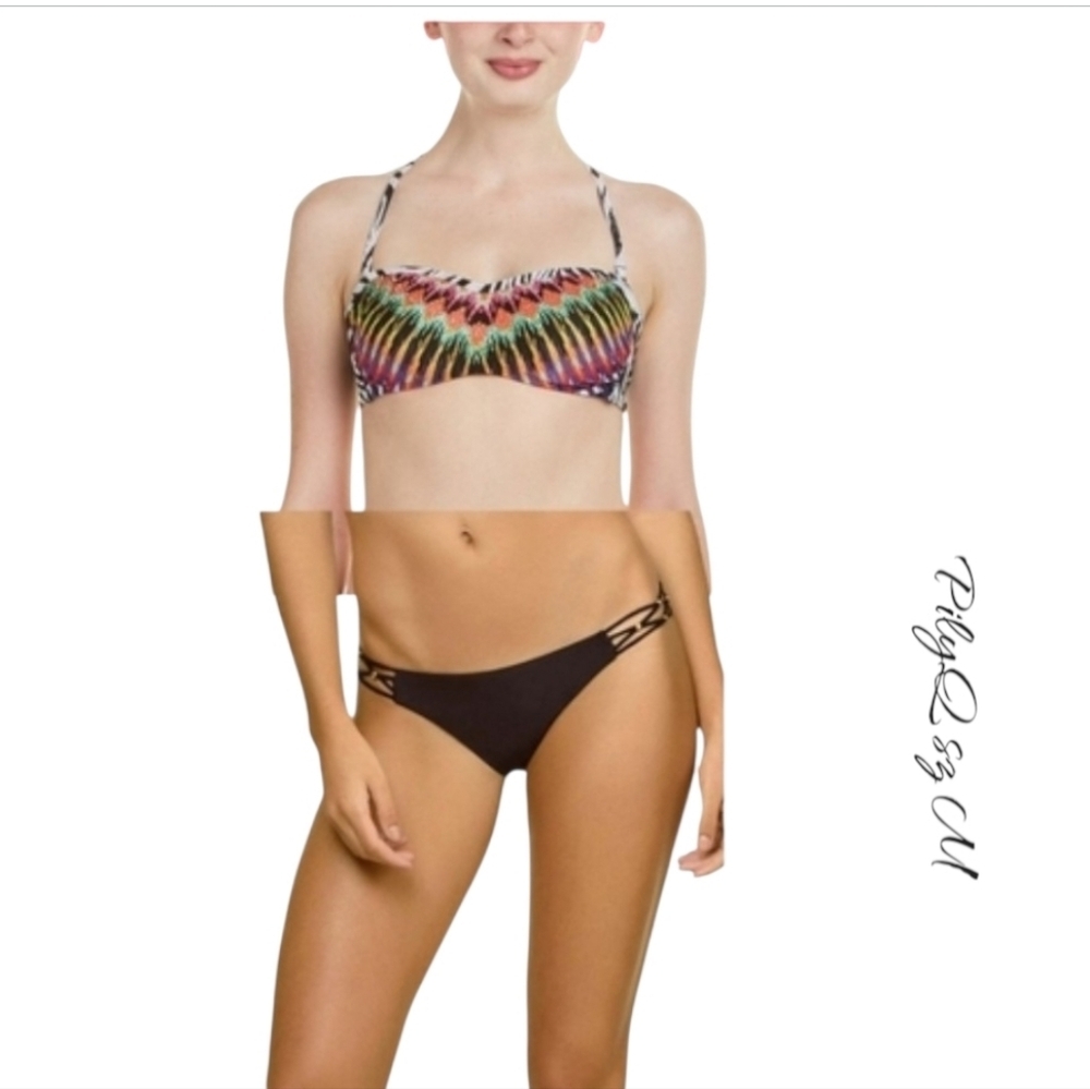 Pilyq PQ Swim Embroidered Bikini Swimsuit Set sz M NWT